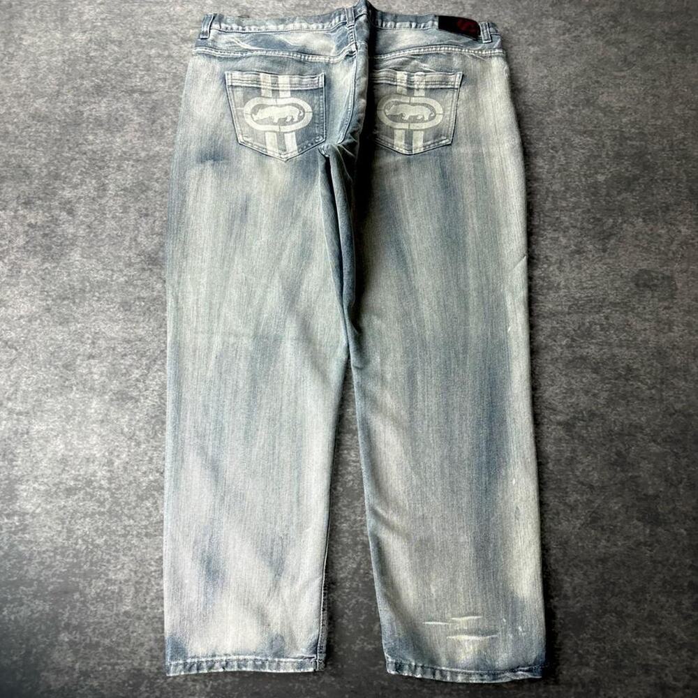 Vintage Ecko Unltd. Men’s Size 48 Light Wash Graphic Baggy Jeans Y2K Hip Hop